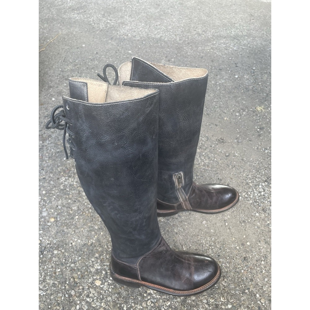 Bed Stu Manchester Women's Two Tone Leather Riding Boots Size 7  US Lace Back